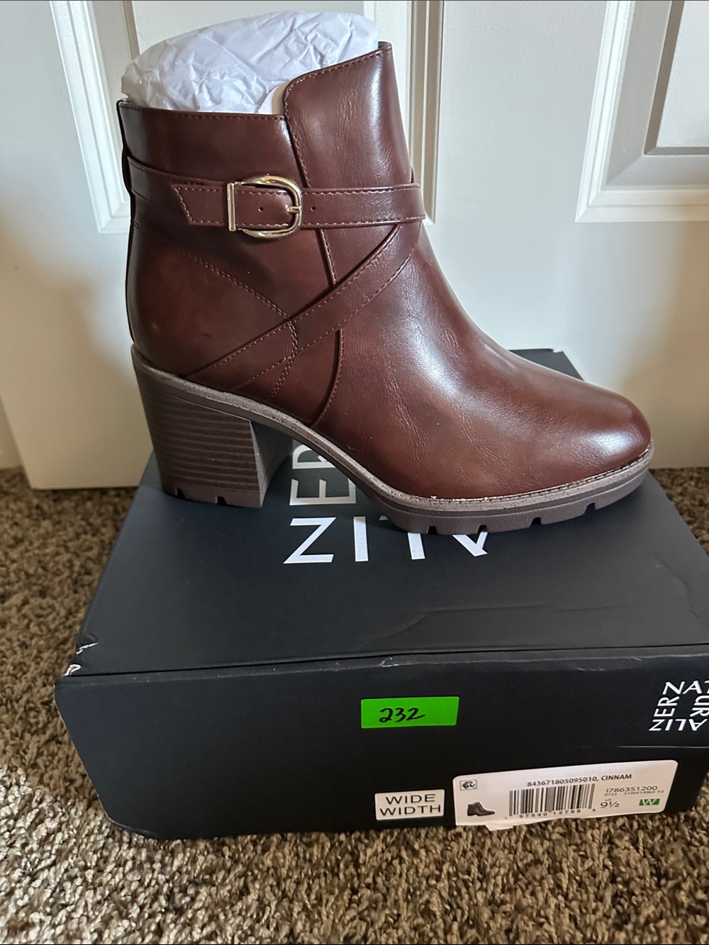 Naturalizer Cognac Brown Ankle Bootie with Buckle Strap